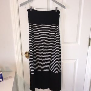Black and White stripe maxi skirt